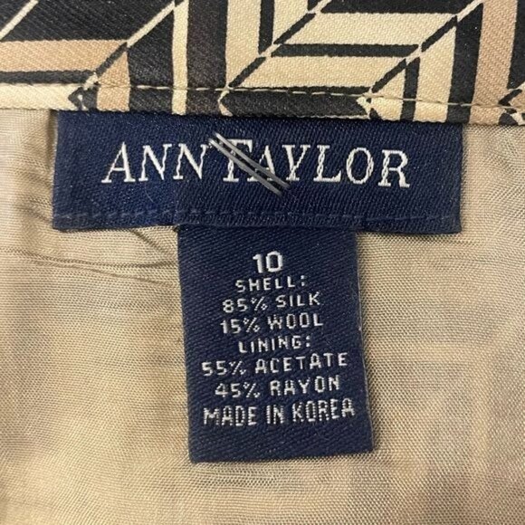Ann Taylor Vintage Silk & Wool Geometric Pencil Skirt Neutral Size 10 - Picture 7 of 8